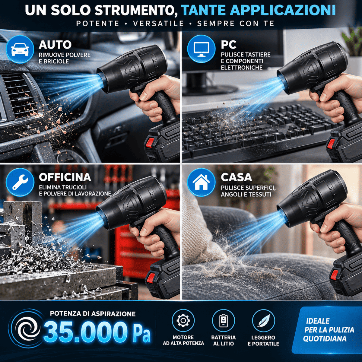 Mini Turbo Soffiatore Cordless