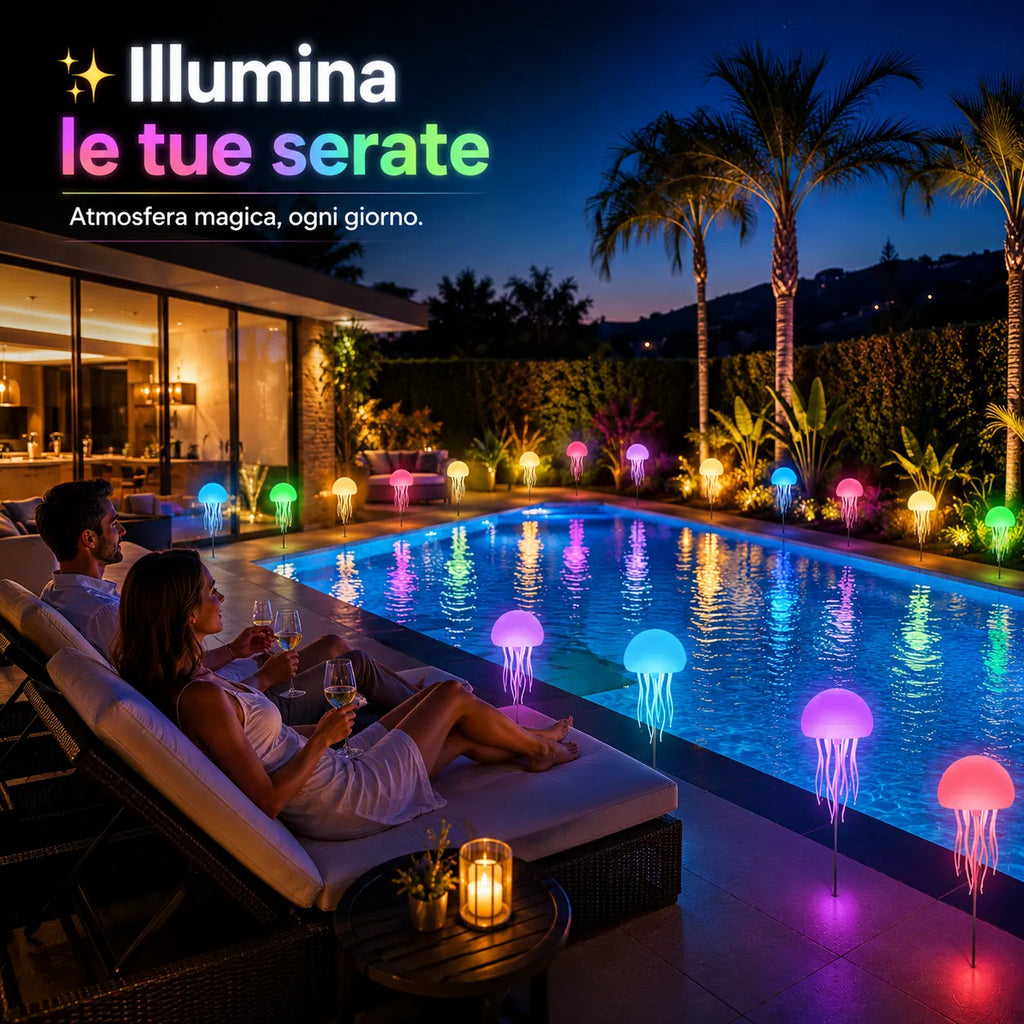 Lampada Medusa LED RGB Ricaricabile con Sensore Sonoro – Luce Innovativa Notturna Atmosfera Oceanica