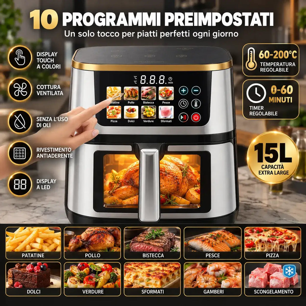 Friggitrice ad Aria 10LT - MercatoneSmart.it