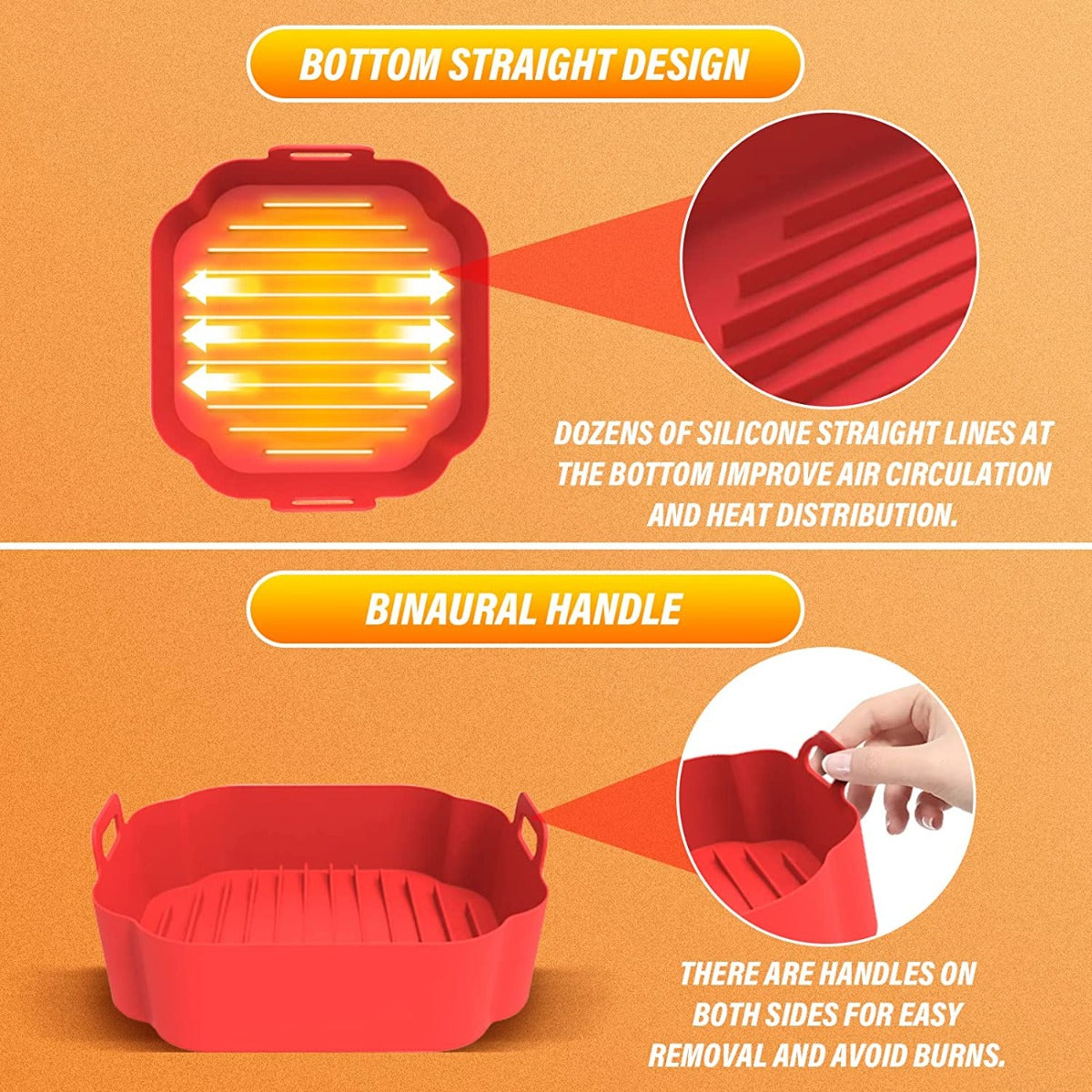 5 pz Cestino in silicone misura MAXI XXL Quadrati per friggitrici ad aria riutilizzabile e antiaderente adatto per forno forno a microonde cottura a vapore