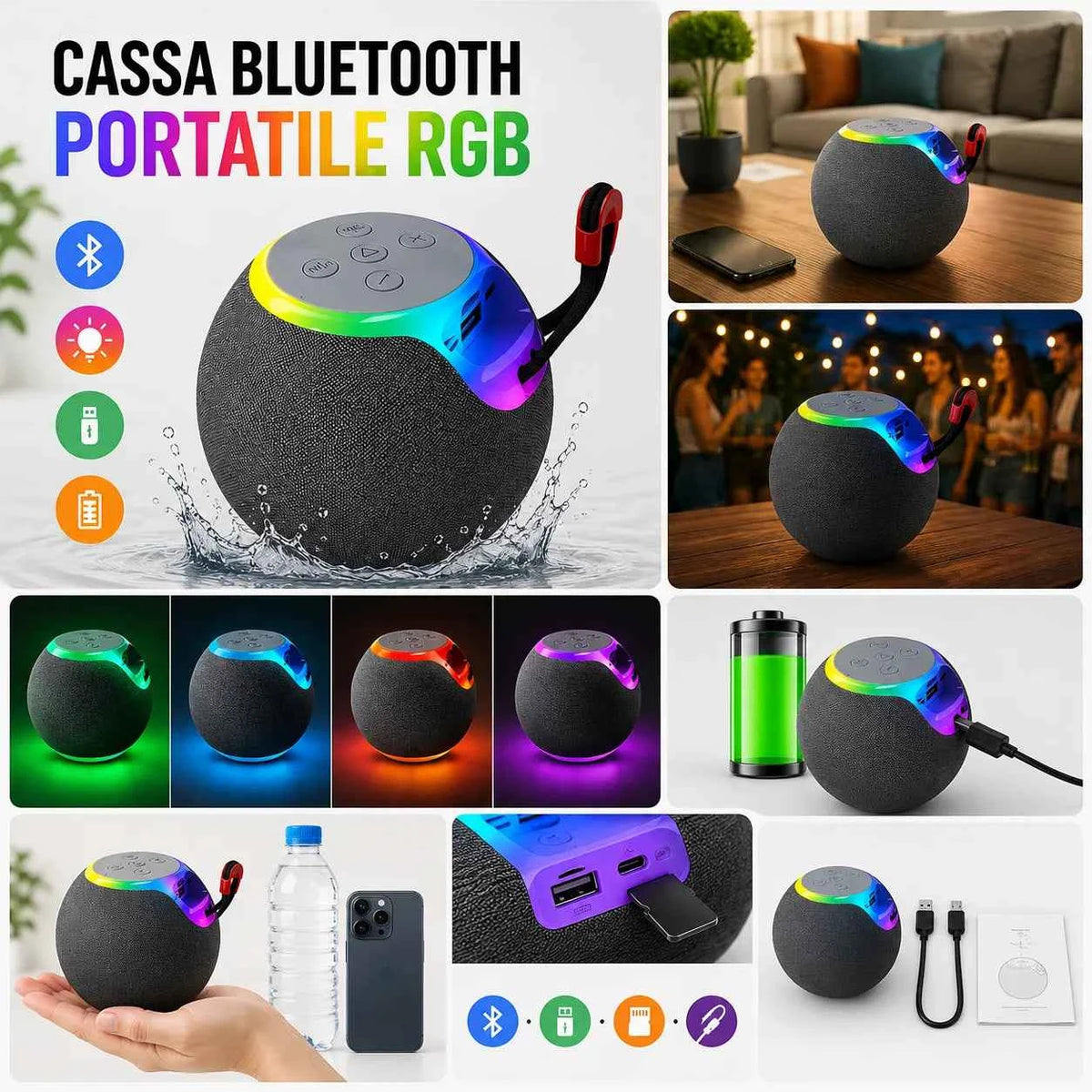 Cassa Bluetooth RGB JK-1267 - MercatoneSmart.it