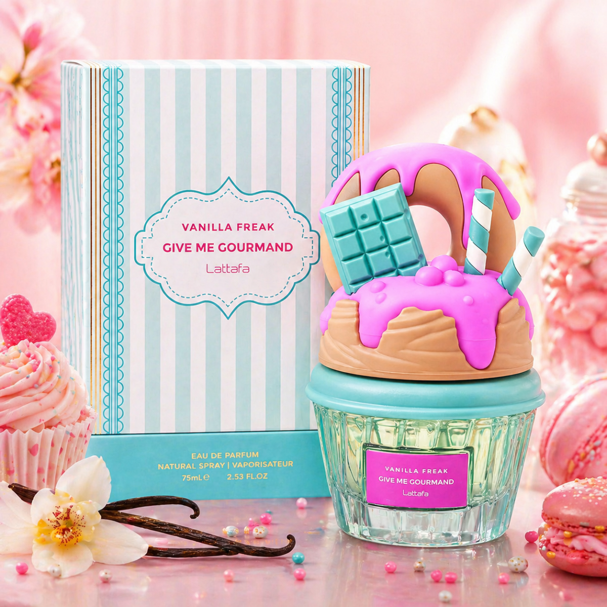 Lattafa Give Me Gourmand Eau de Parfum 75ml Unisex – Profumi Dolci (Choco Overdose, Berry On Top, Mallow Madness, Vanilla Freak, Cookie Crave) – Fragranza Persistente