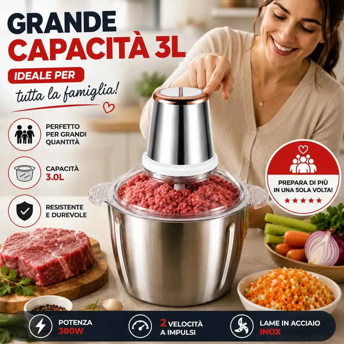 Tritatutto Elettrico 3L - MercatoneSmart.it