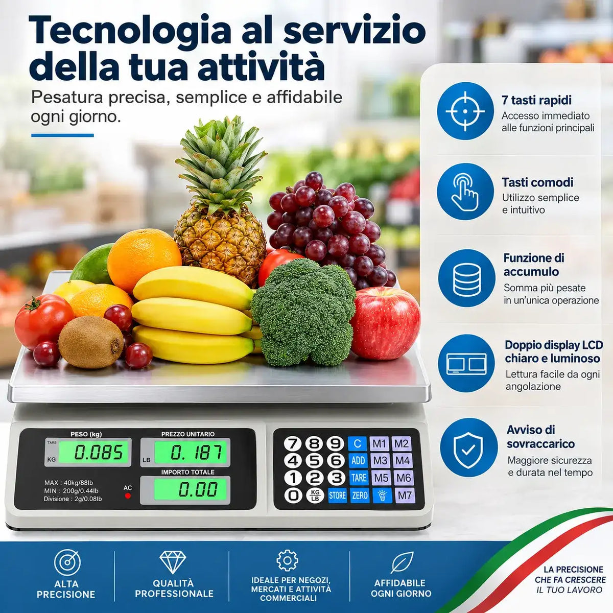 Bilancia Commerciale Digitale 40Kg - MercatoneSmart.it