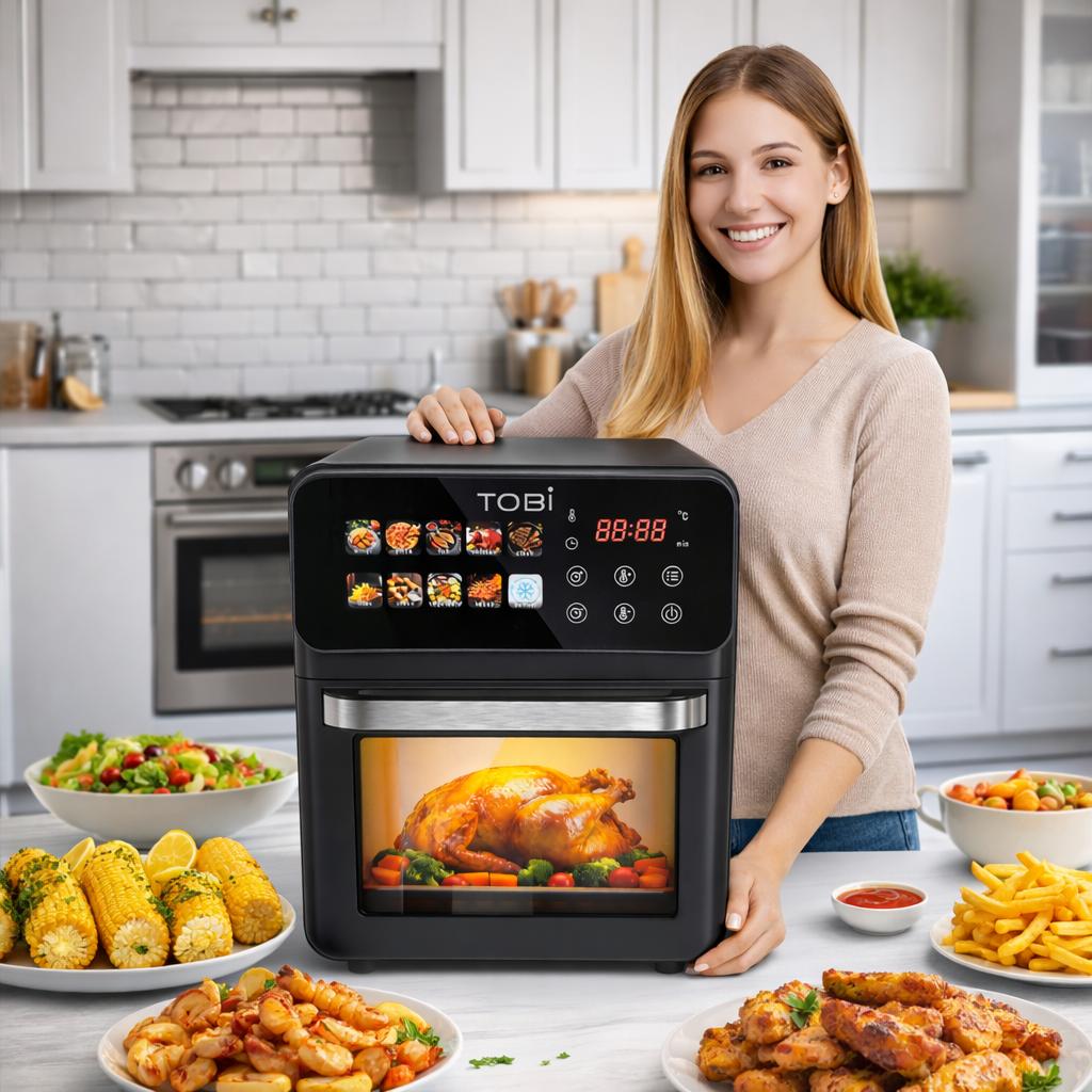 Friggitrice ad Aria 16L 2400W con Display Full Color Touch 12 Programmi Automatici  Forno Air Fryer Digitale XXL