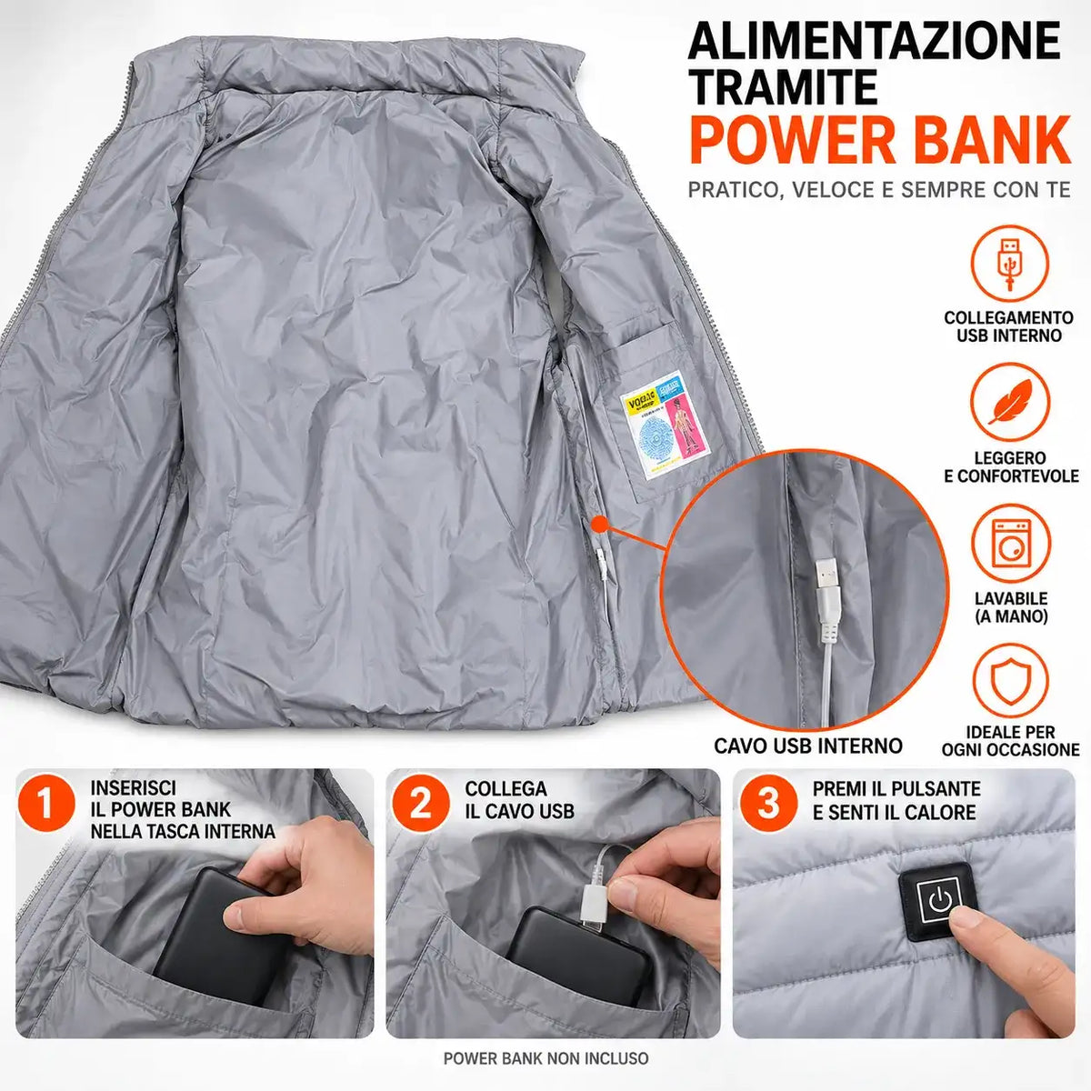 Gilet Riscaldante Unisex USB - MercatoneSmart.it