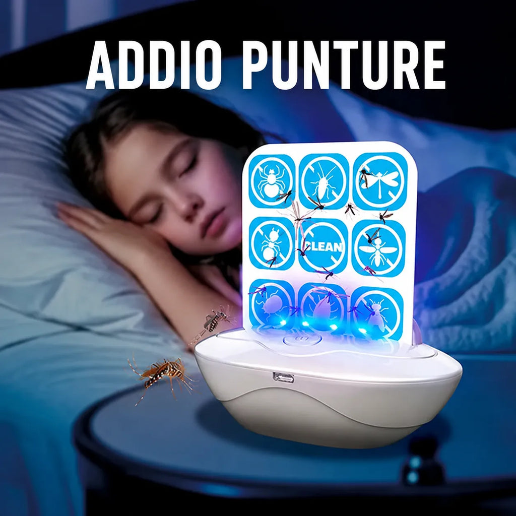 Trappola UV per Zanzare e Insetti Ricaricabile USB – Cattura Adesiva Silenziosa Senza Spray – Sicura per Bambini e Animali – Ideale per Casa, Camera da Letto, Balcone, Terrazza e Campeggio