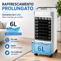 Raffrescatore d'Aria Portatile Evaporativo 6L con Ruote – 65W, Oscillazione Automatica 60°, 3 Velocità, Serbatoio ad Acqua, Raffrescamento per Casa e Ufficio