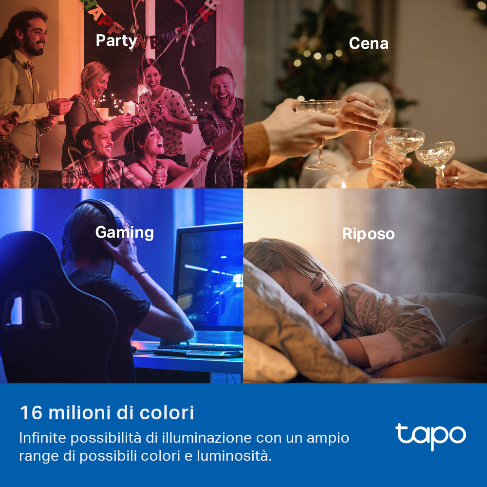 Tapo L535E Lampadina LED Smart Wi-Fi Multicolore E27, Extra-Luminosa, Controllo Vocale con Alexa, Certificata Matter