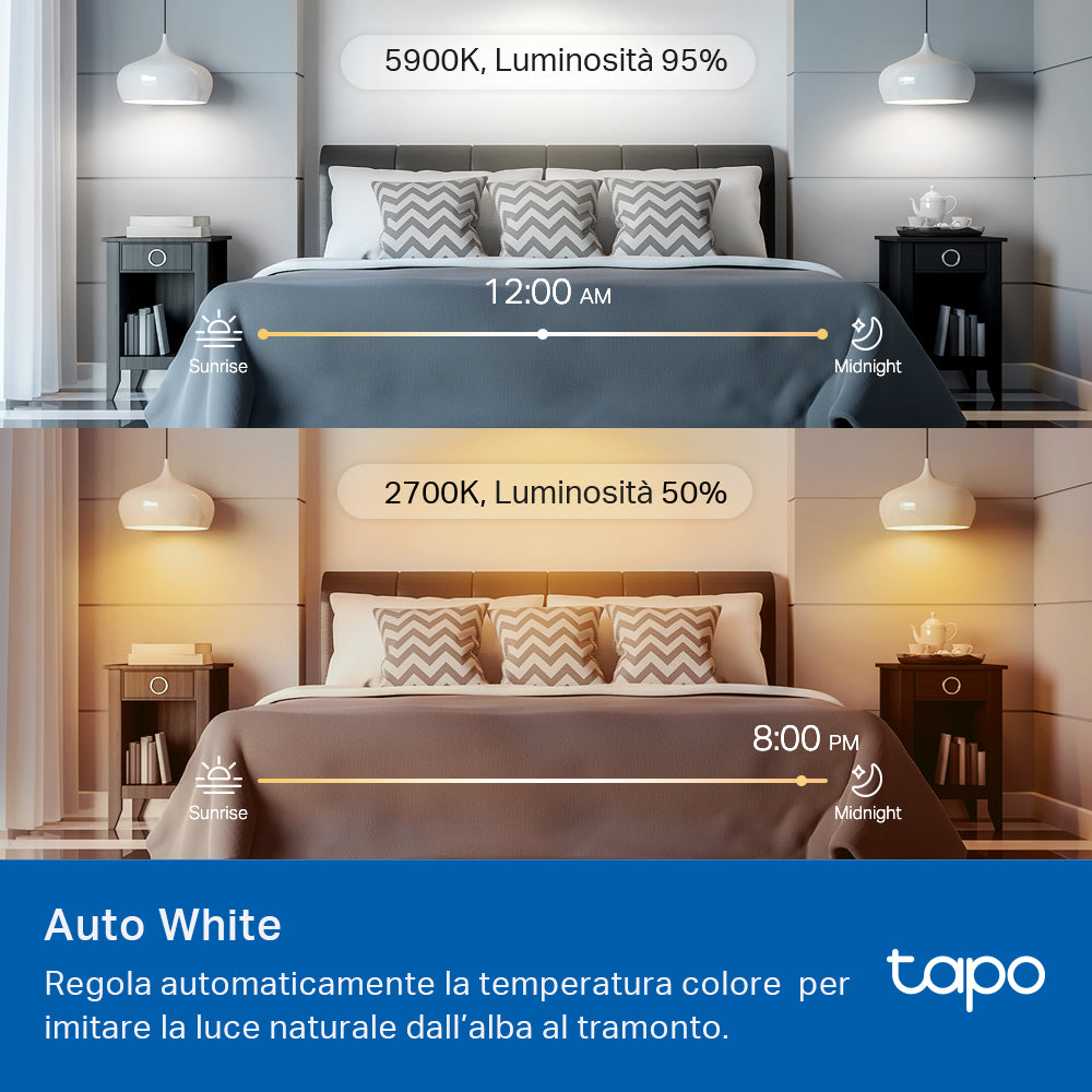 Tapo L535E Lampadina LED Smart Wi-Fi Multicolore E27, Extra-Luminosa, Controllo Vocale con Alexa, Certificata Matter, 2pz