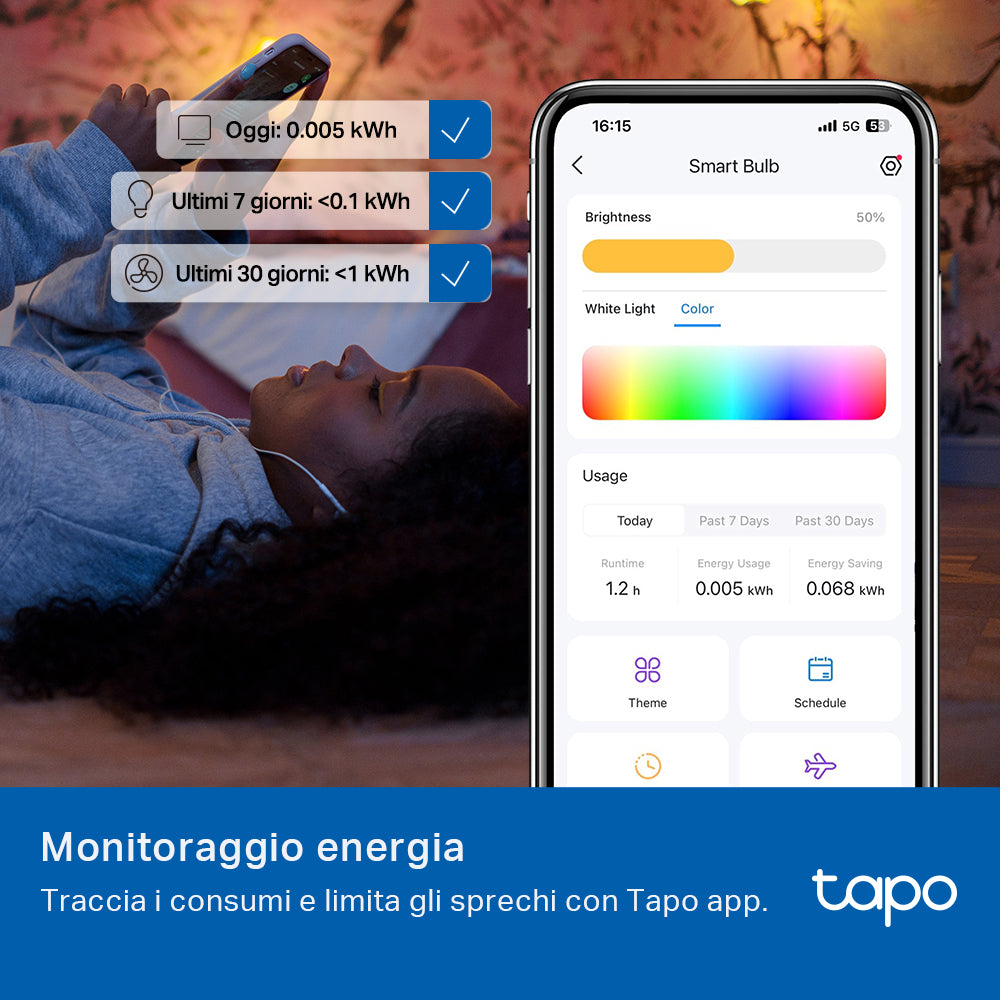 Tapo L535E Lampadina LED Smart Wi-Fi Multicolore E27, Extra-Luminosa, Controllo Vocale con Alexa, Certificata Matter