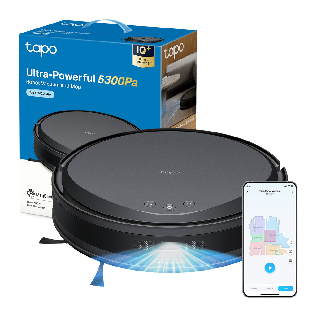 Tapo RV20 Max Robot Aspirapolvere, Navigazione LiDAR MagSlim, ⚠️Offerta Prime Una Videocamera In Omaggio