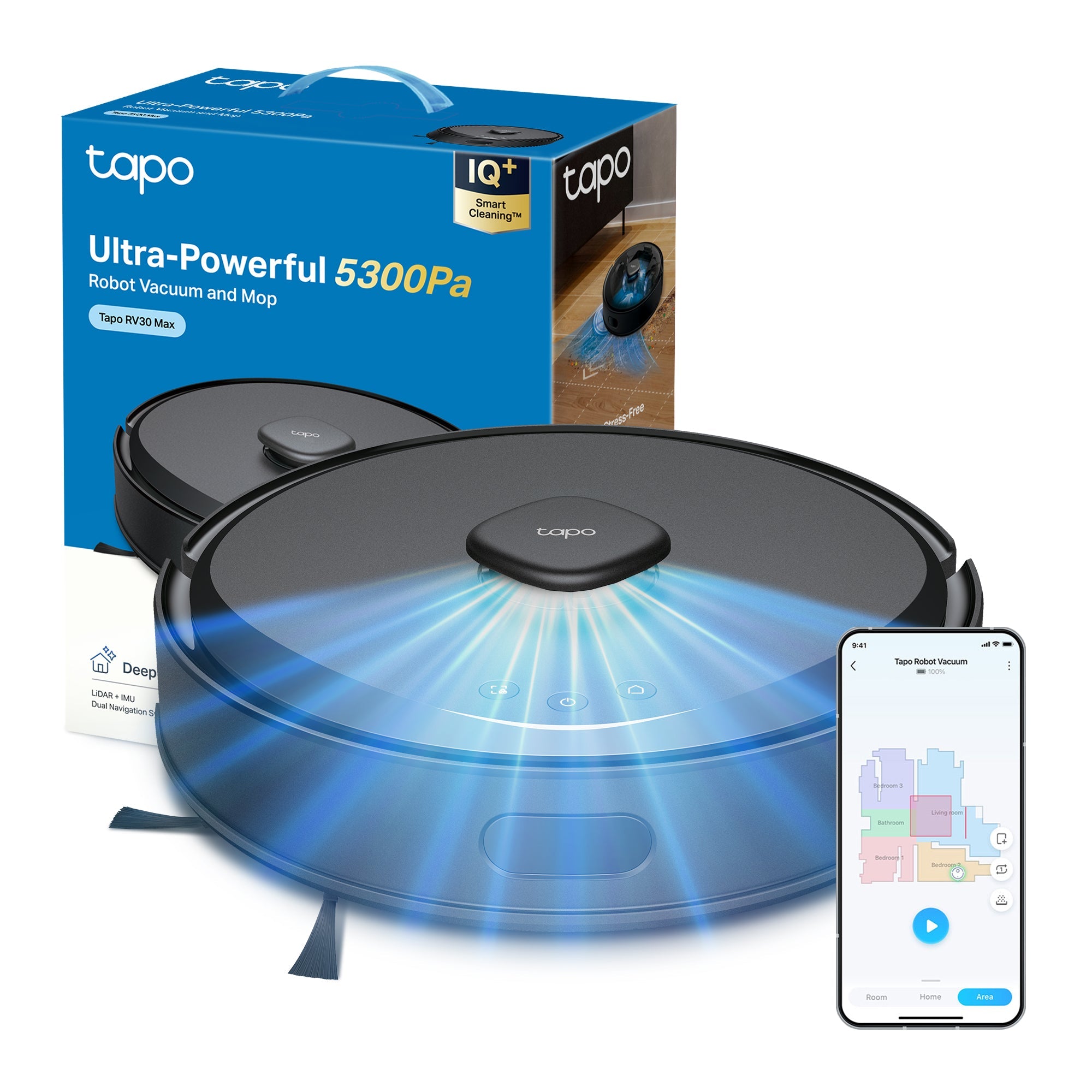 Tapo RV30 Max Robot Aspirapolvere, Doppia Navigazione LiDAR+IMU, ⚠️Offerta Prime Una Videocamera In Omaggio