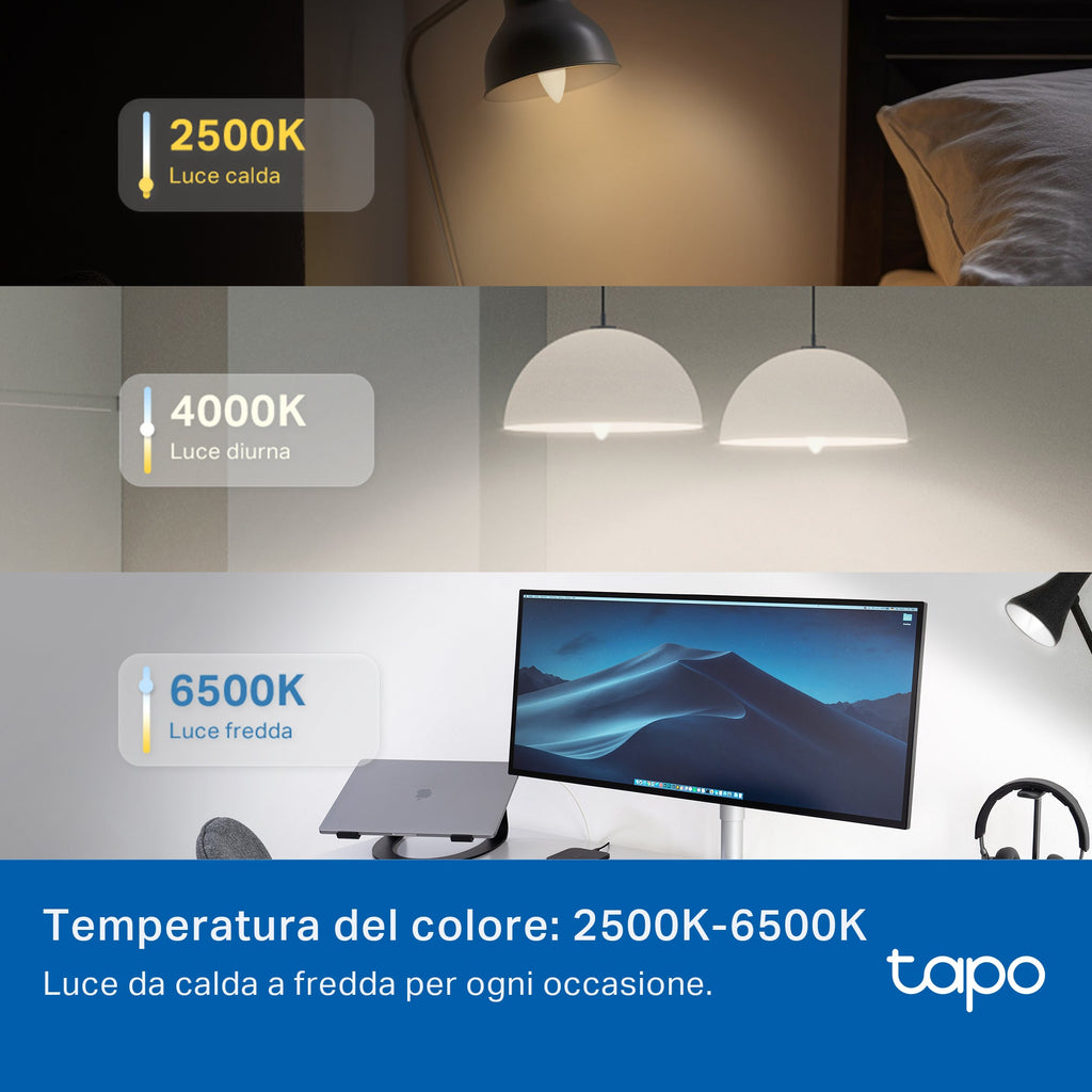 Tapo L430C Lampadina LED Smart Wi-Fi Multicolore E14, Controllo Vocale con Alexa, 2pz TP-Link Showroom viveresmart.store & augmentedrealityoffers.com - P. IVA 02867250694 - DI PENTA ALESSIO - VIALE NETTUNO 167, 66023, FRANCAVILLA AL MARE (CH) - REA CH-438573