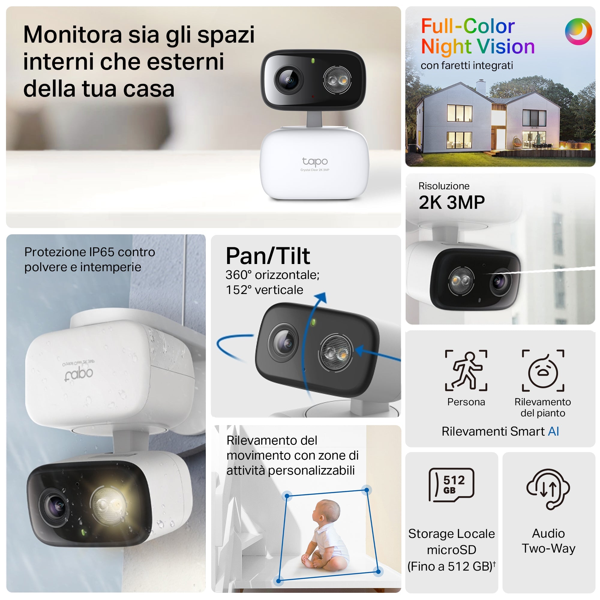 Tapo C236 Telecamera Wi-Fi Esterno/Interno 3K 5MP, Pan/Tilt, Visione Notturna a Colori, Notifiche AI, IP65 TP-Link Showroom viveresmart.store & augmentedrealityoffers.com - P. IVA 02867250694 - DI PENTA ALESSIO - VIALE NETTUNO 167, 66023, FRANCAVILLA AL MARE (CH) - REA CH-438573