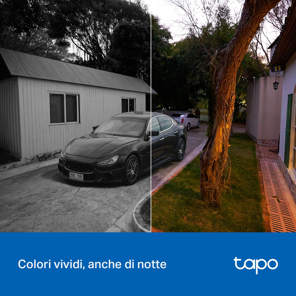 Tapo C206 Telecamera Wi-Fi Esterno/Interno 1080P FHD, 360° Visuale, Visione Notturna a Colori, ⚠️Non a batteria