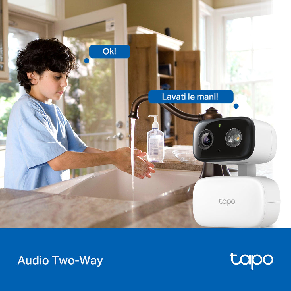 Tapo C206 Telecamera Wi-Fi Esterno/Interno 1080P FHD, 360° Visuale, Visione Notturna a Colori, ⚠️Non a batteria