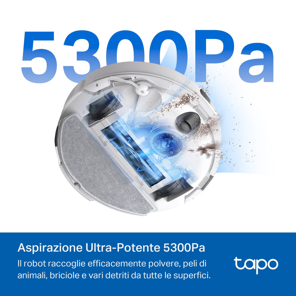 Tapo RV30 Max White Robot Aspirapolvere, Doppia Navigazione LiDAR+IMU, ⚠️Offerta Prime Una Videocamera In Omaggio