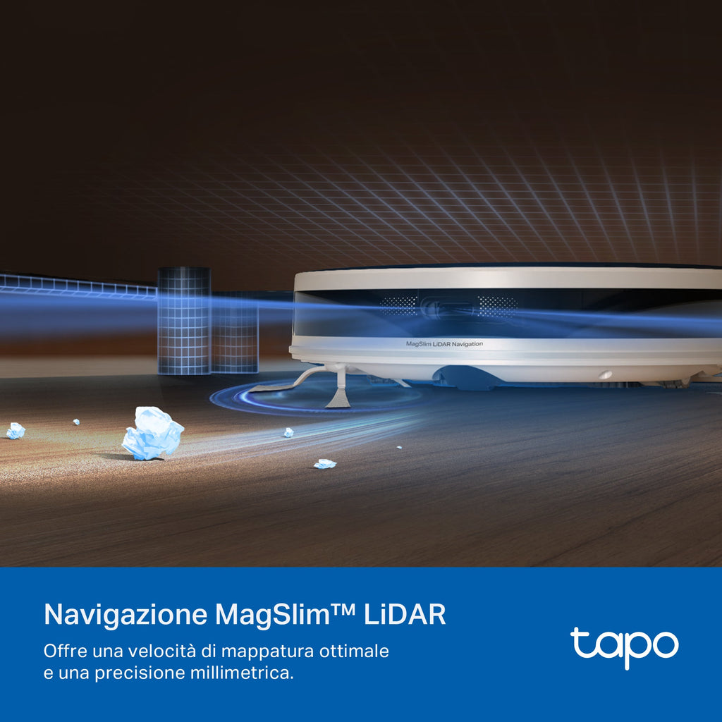 Tapo RV20 Max White Robot Aspirapolvere, Navigazione LiDAR MagSlim, ⚠️Offerta Prime Una Videocamera In Omaggio