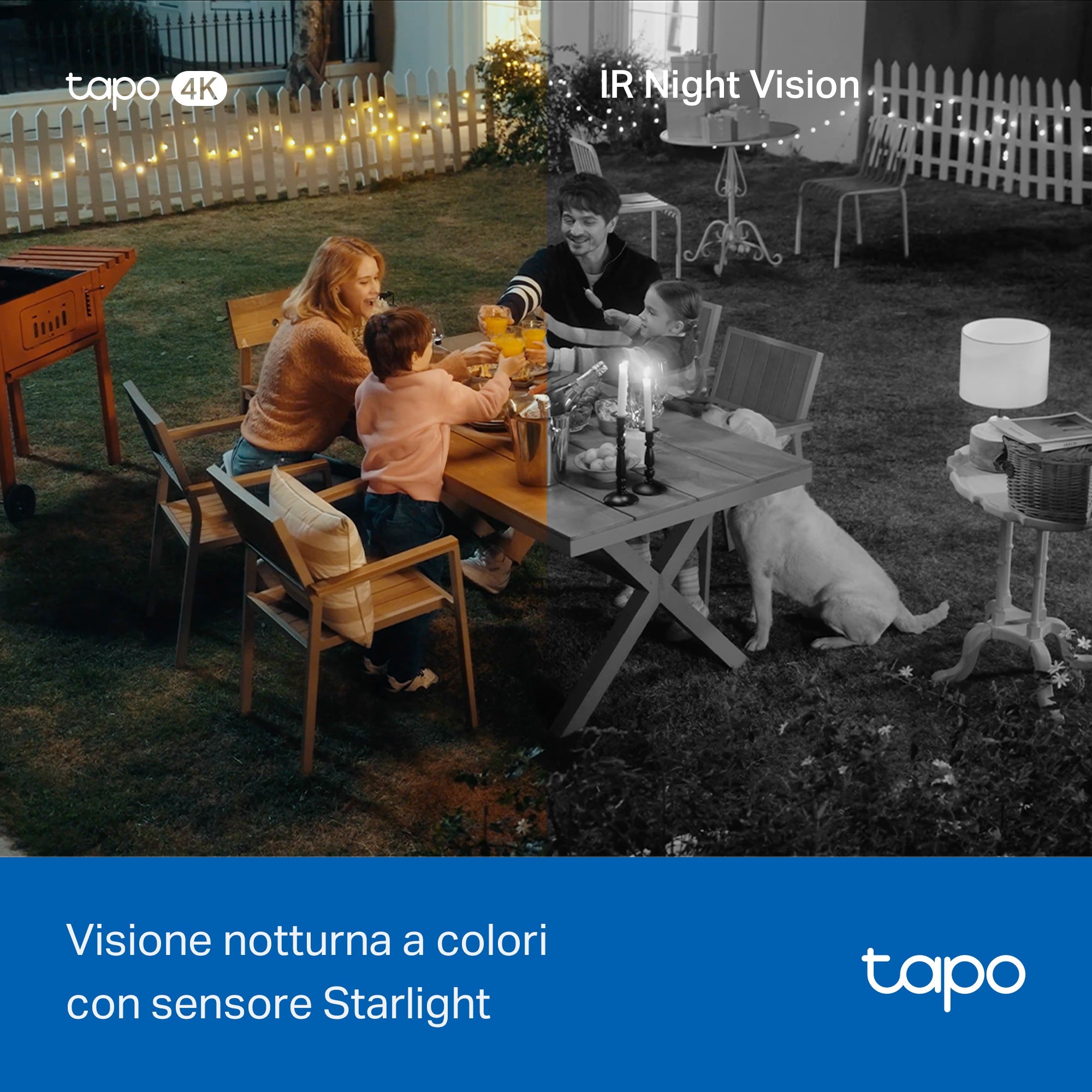 Tapo C560WS Telecamera Wi-Fi Esterno 4K 8MP, 360° Visuale, Visione Notturna a Colori Starlight, Wi-Fi/Ethernet, 2pz, ⚠️Non a batteria