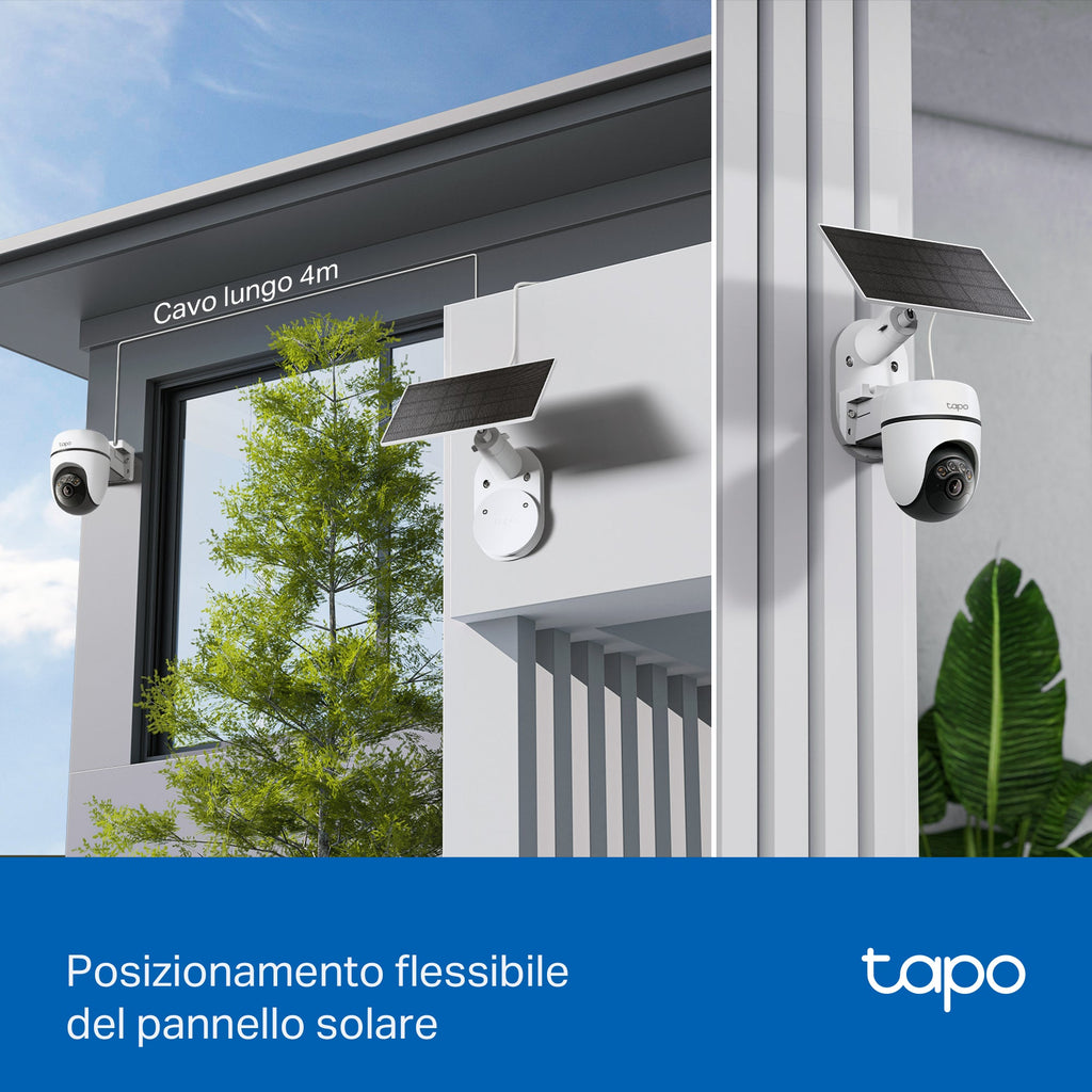 Tapo C610 KIT Telecamera WiFi Esterno 2K 3MP Senza Fili con Pannello Solare, 360° PTZ, Batteria 6700mAh, 2pz