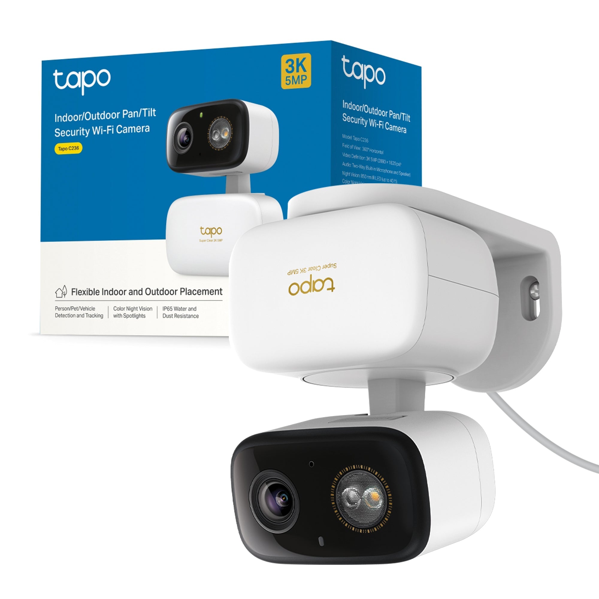 Tapo C236 Telecamera Wi-Fi Esterno/Interno 3K 5MP, Pan/Tilt, Visione Notturna a Colori, Notifiche AI, IP65 TP-Link Showroom viveresmart.store & augmentedrealityoffers.com - P. IVA 02867250694 - DI PENTA ALESSIO - VIALE NETTUNO 167, 66023, FRANCAVILLA AL MARE (CH) - REA CH-438573