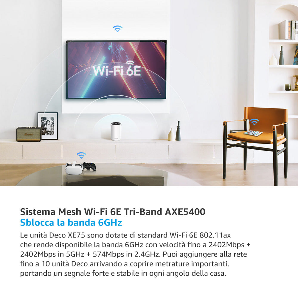 Deco XE75 Sistema Mesh Wi-Fi 6E AXE5400Mbps, 1pz