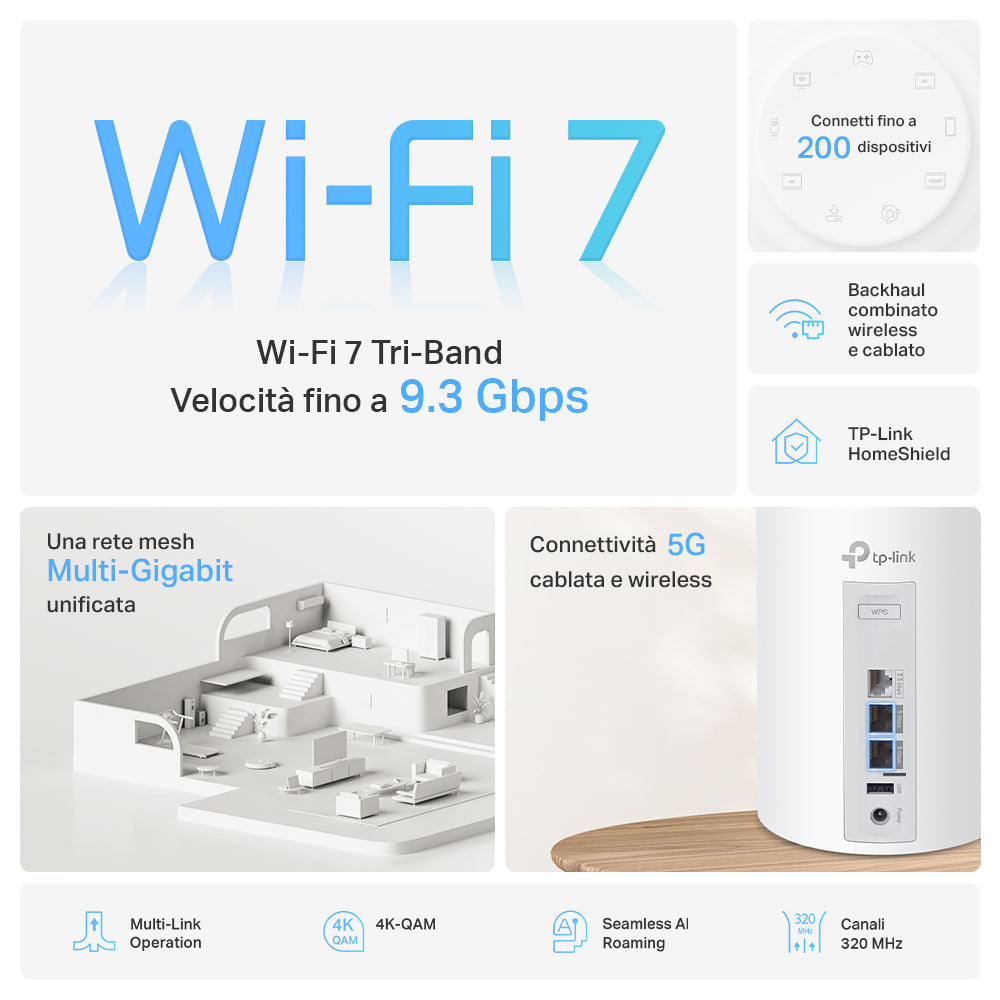 Deco BE65 Pro Sistema Mesh Wi-Fi 7 BE9300Mbps 2 Porte 5Gbps, 1pz TP-Link Showroom viveresmart.store & augmentedrealityoffers.com - P. IVA 02867250694 - DI PENTA ALESSIO - VIALE NETTUNO 167, 66023, FRANCAVILLA AL MARE (CH) - REA CH-438573