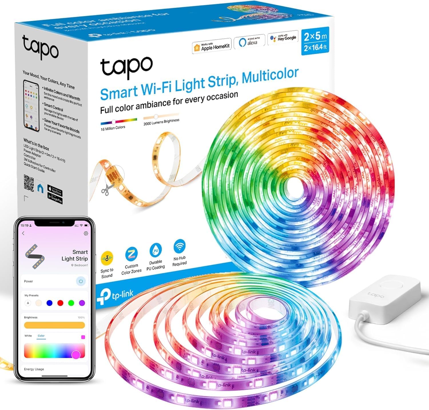 Tapo L930-10 Striscia LED Smart Wi-Fi Multicolore 2x5m, Extra-Luminosa, Zone Colore, Rivestimento Esterno, Controllo Vocale con Alexa TP-Link Showroom viveresmart.store & augmentedrealityoffers.com - P. IVA 02867250694 - DI PENTA ALESSIO - VIALE NETTUNO 167, 66023, FRANCAVILLA AL MARE (CH) - REA CH-438573