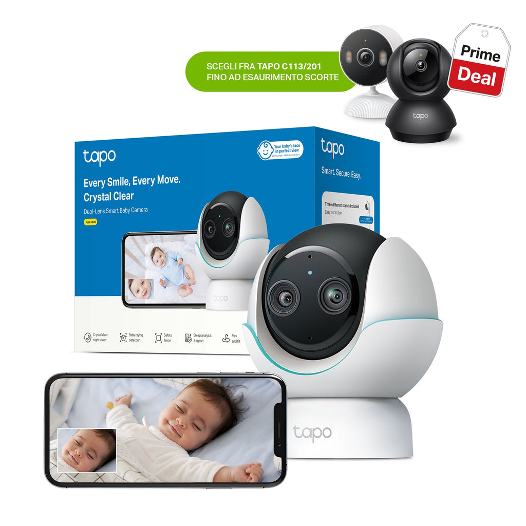 Tapo C840 Baby Monitor, Telecamera Wi-Fi Interno 4MP+2MP Doppia Lente, Visione Notturna e Allarme Urlo