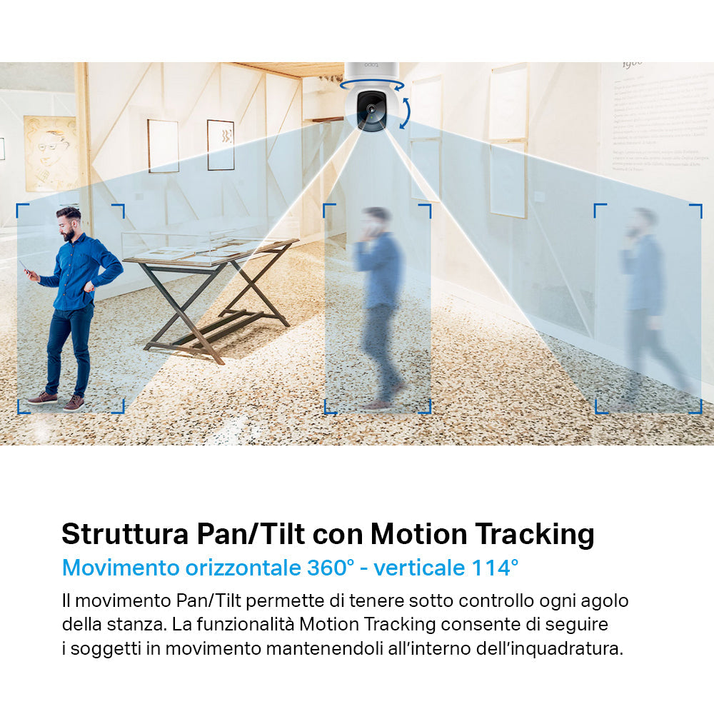Tapo C212 Telecamera Wi-Fi Interno 2K 3MP, 360° Visuale, Porta Ethernet TP-Link Showroom viveresmart.store & augmentedrealityoffers.com - P. IVA 02867250694 - DI PENTA ALESSIO - VIALE NETTUNO 167, 66023, FRANCAVILLA AL MARE (CH) - REA CH-438573
