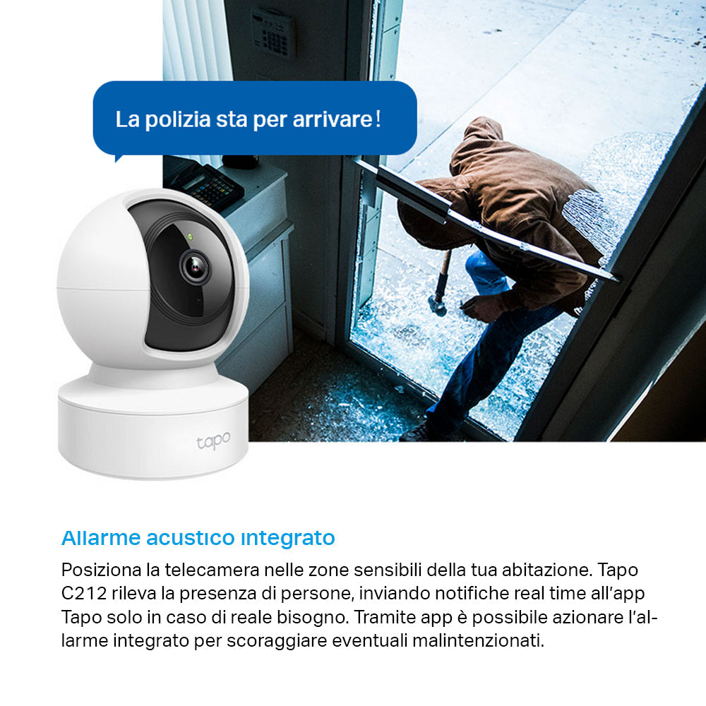 Tapo C212 Telecamera Wi-Fi Interno 2K 3MP, 360° Visuale, Porta Ethernet TP-Link Showroom viveresmart.store & augmentedrealityoffers.com - P. IVA 02867250694 - DI PENTA ALESSIO - VIALE NETTUNO 167, 66023, FRANCAVILLA AL MARE (CH) - REA CH-438573