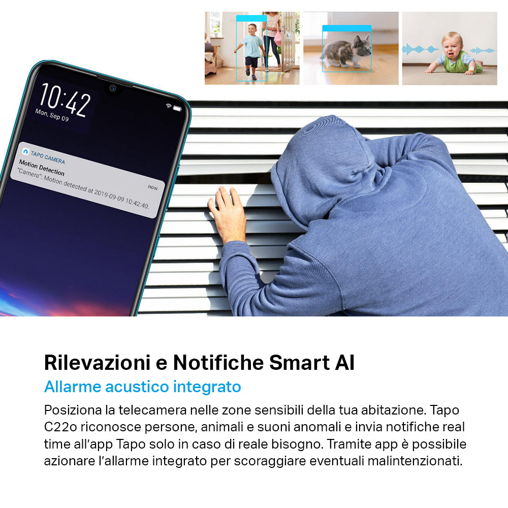 Tapo C220 Telecamera Wi-Fi Interno 2K 4MP, 360° Visuale