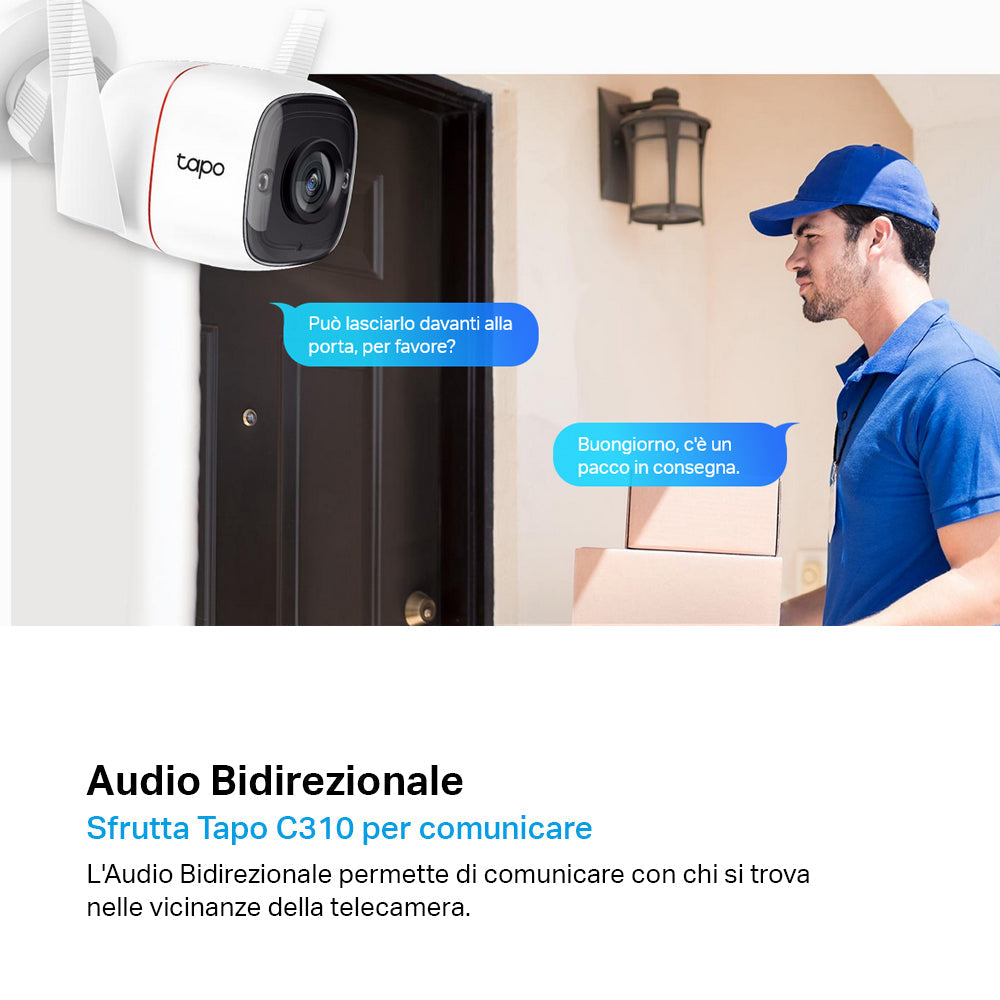 Tapo C310 Telecamera Wi-Fi Esterno 2K 3MP, Visione Notturna, Wi-Fi/Ethernet, ⚠️Non a batteria TP-Link Showroom viveresmart.store & augmentedrealityoffers.com - P. IVA 02867250694 - DI PENTA ALESSIO - VIALE NETTUNO 167, 66023, FRANCAVILLA AL MARE (CH) - REA CH-438573
