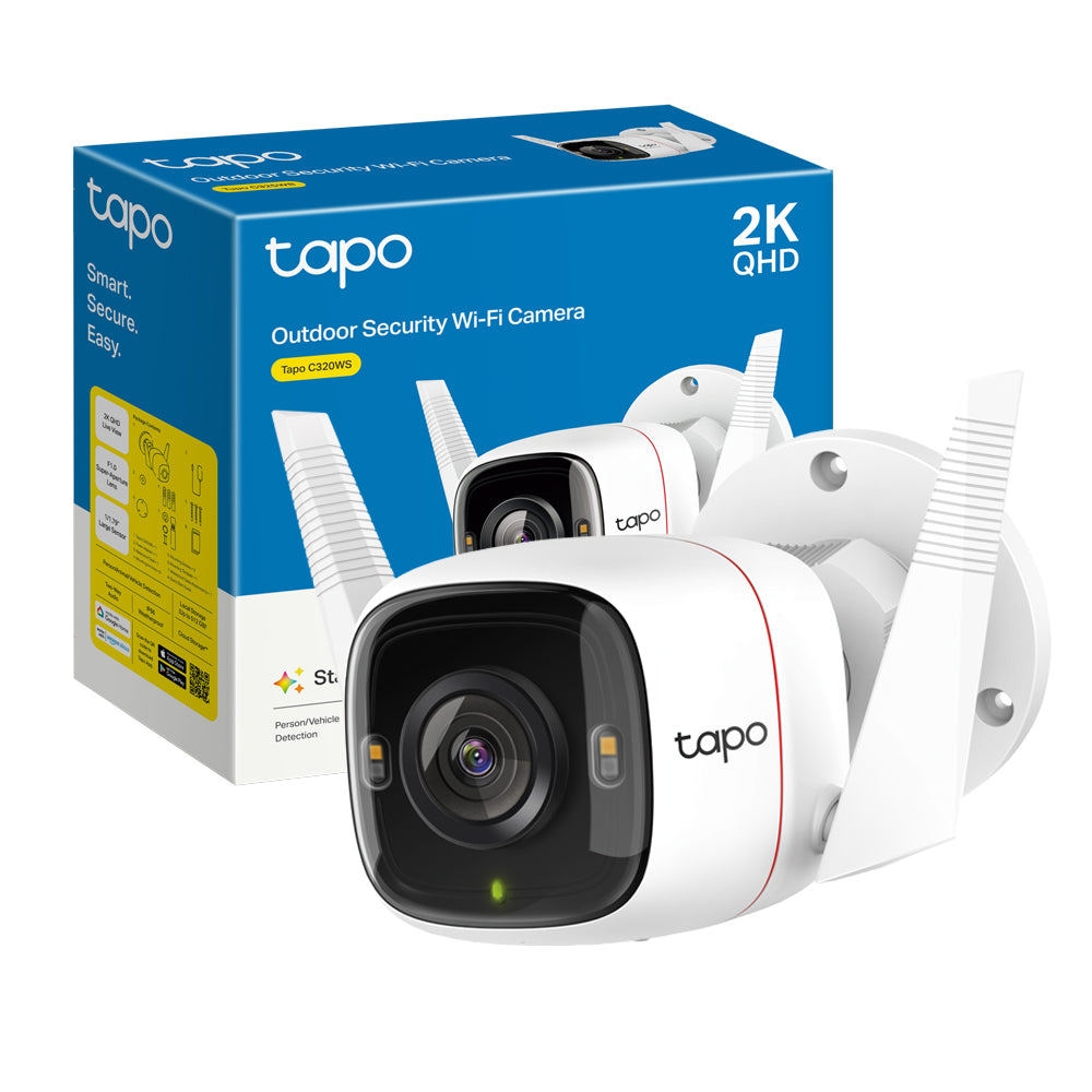 Tapo C320WS Telecamera Wi-Fi Esterno 2K 4MP, Visione Notturna a Colori, Wi-Fi/Ethernet, ⚠️Non a batteria