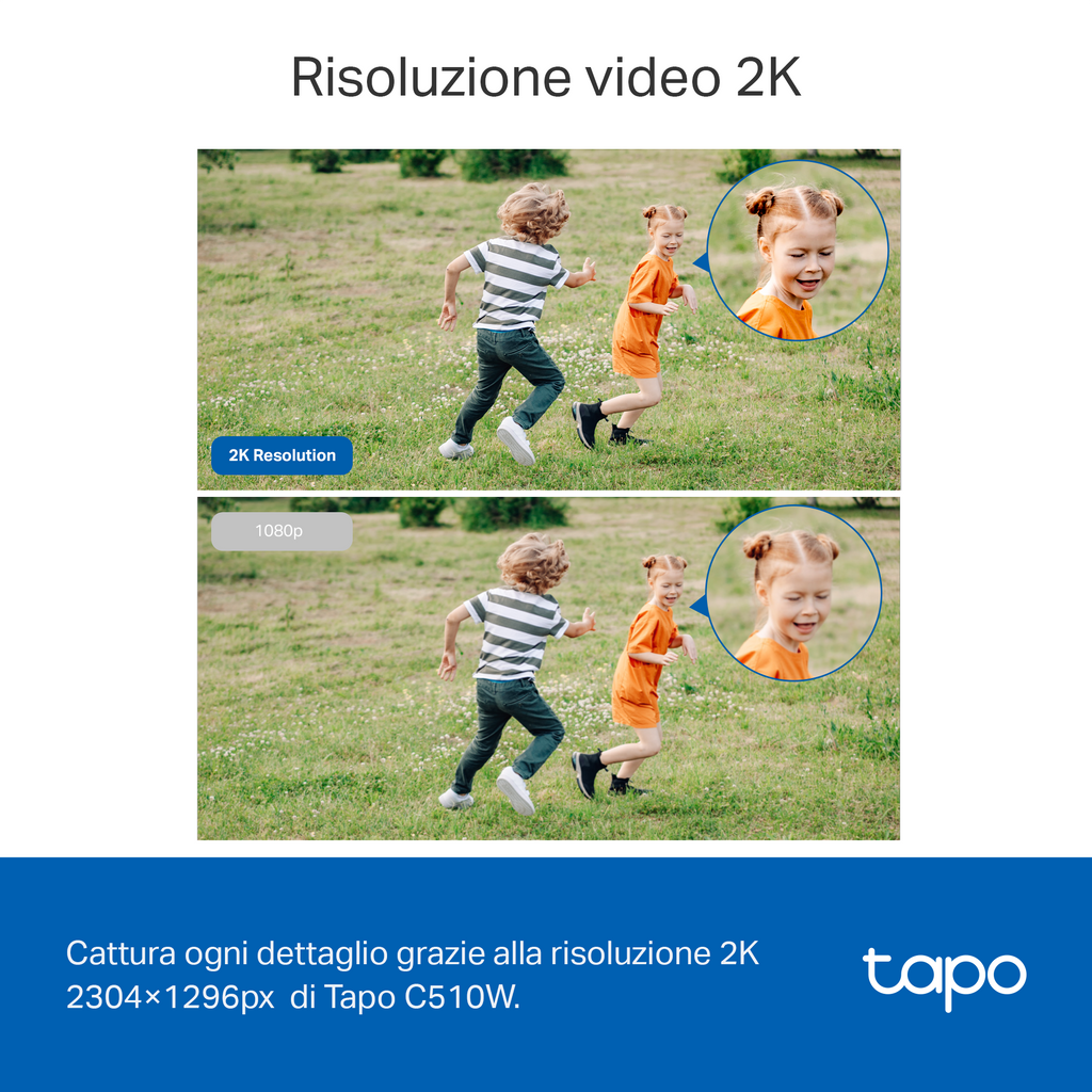 Tapo C510W Telecamera Wi-Fi Esterno 2K 3MP, 360° Visuale, Visione Notturna a Colori, 2pz, ⚠️Non a batteria