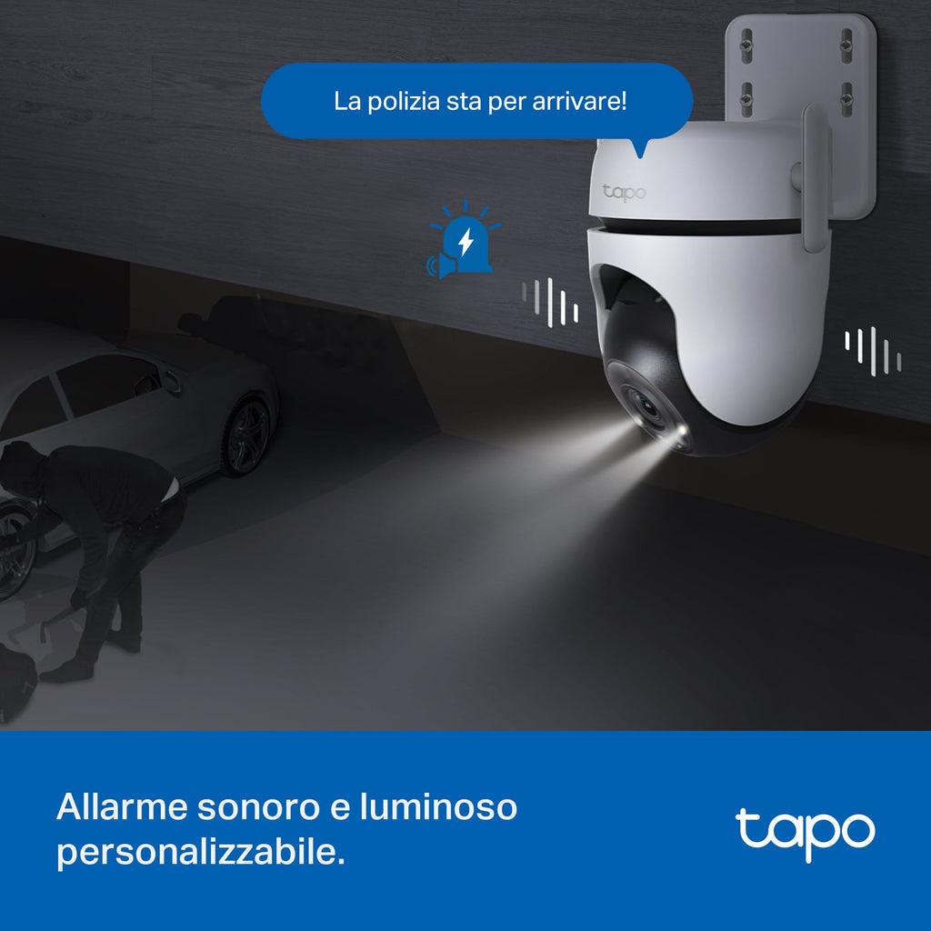 Tapo C520WS Telecamera Wi-Fi Esterno 2K 4MP, 360° Visuale, Visione Notturna a Colori Starlight, Wi-Fi/Ethernet, 2pz, ⚠️Non a batteria