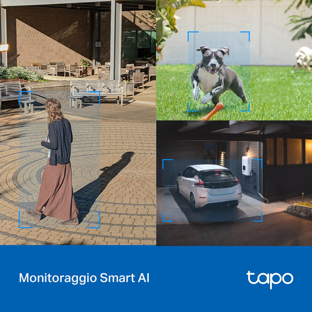 Tapo C520WS Telecamera Wi-Fi Esterno 2K 4MP, 360° Visuale, Visione Notturna a Colori Starlight, Wi-Fi/Ethernet, 2pz, ⚠️Non a batteria