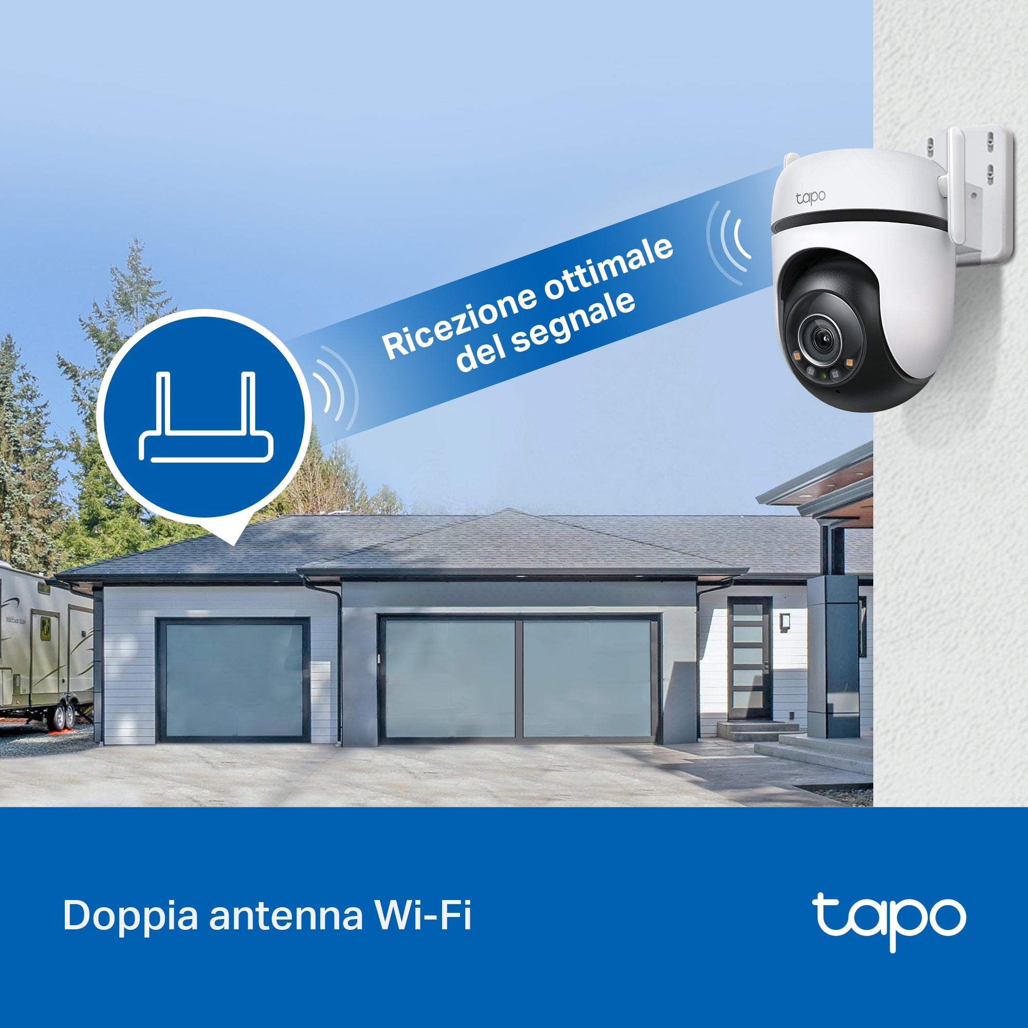 Tapo C520WS Telecamera Wi-Fi Esterno 2K 4MP, 360° Visuale, Visione Notturna a Colori Starlight, Wi-Fi/Ethernet, 2pz, ⚠️Non a batteria