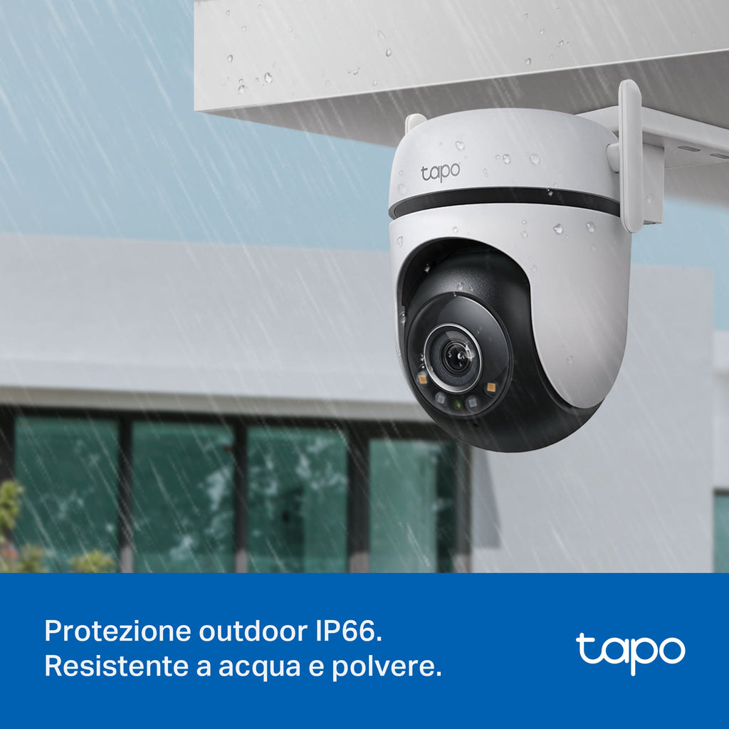 Tapo C520WS Telecamera Wi-Fi Esterno 2K 4MP, 360° Visuale, Visione Notturna a Colori Starlight, Wi-Fi/Ethernet, 2pz, ⚠️Non a batteria
