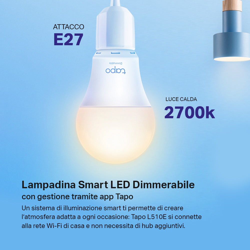 Tapo L510E Lampadina LED Smart Wi-Fi Dimmerabile 2700K E27, Controllo Vocale con Alexa, 2pz