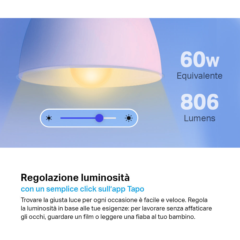 Tapo L510E Lampadina LED Smart Wi-Fi Dimmerabile 2700K E27, Controllo Vocale con Alexa TP-Link Showroom viveresmart.store & augmentedrealityoffers.com - P. IVA 02867250694 - DI PENTA ALESSIO - VIALE NETTUNO 167, 66023, FRANCAVILLA AL MARE (CH) - REA CH-438573