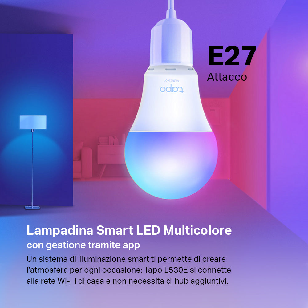 Tapo L530E Lampadina LED Smart Wi-Fi Multicolore E27, Controllo Vocale con Alexa, 4pz TP-Link Showroom viveresmart.store & augmentedrealityoffers.com - P. IVA 02867250694 - DI PENTA ALESSIO - VIALE NETTUNO 167, 66023, FRANCAVILLA AL MARE (CH) - REA CH-438573