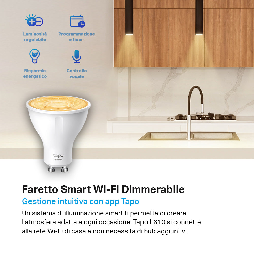 Tapo L610 Faretto LED Smart Wi-Fi Dimmerabile GU10, Controllo Vocale con Alexa TP-Link Showroom viveresmart.store & augmentedrealityoffers.com - P. IVA 02867250694 - DI PENTA ALESSIO - VIALE NETTUNO 167, 66023, FRANCAVILLA AL MARE (CH) - REA CH-438573