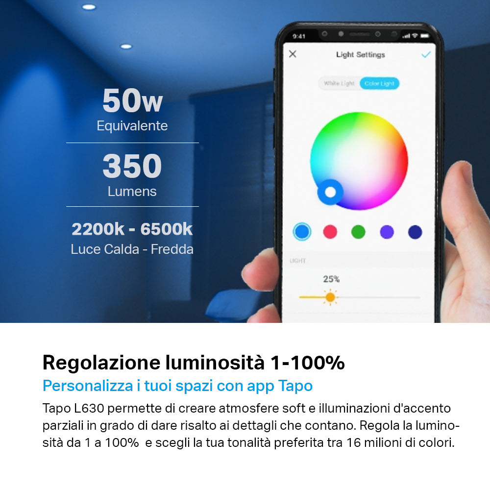 Tapo L630 Faretto LED Smart Wi-Fi Multicolore GU10, Controllo Vocale con Alexa TP-Link Showroom viveresmart.store & augmentedrealityoffers.com - P. IVA 02867250694 - DI PENTA ALESSIO - VIALE NETTUNO 167, 66023, FRANCAVILLA AL MARE (CH) - REA CH-438573