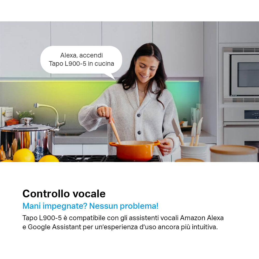 Tapo L900-5 Striscia LED Smart Wi-Fi Multicolore 5m, Controllo Vocale con Alexa TP-Link Showroom viveresmart.store & augmentedrealityoffers.com - P. IVA 02867250694 - DI PENTA ALESSIO - VIALE NETTUNO 167, 66023, FRANCAVILLA AL MARE (CH) - REA CH-438573
