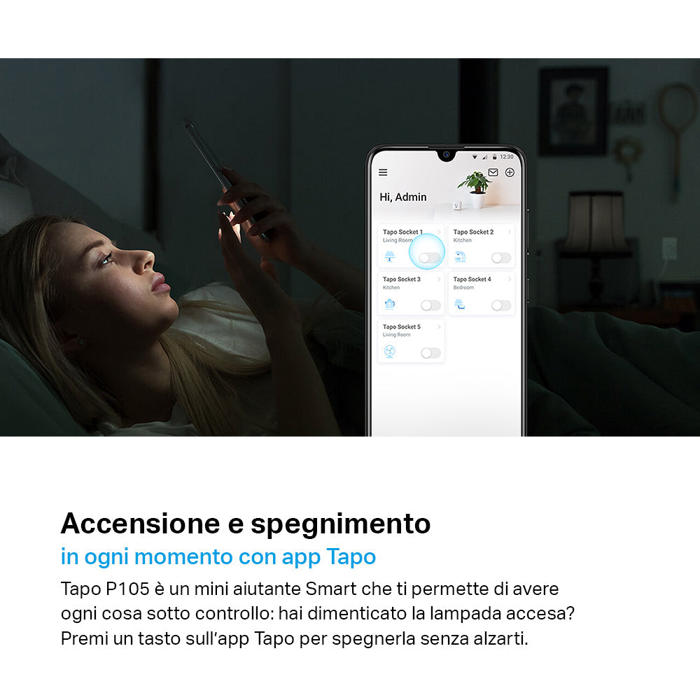 Tapo P105 Presa Smart Wi-Fi Italiana Tipo C-F-L 10A, Controllo Vocale con Alexa