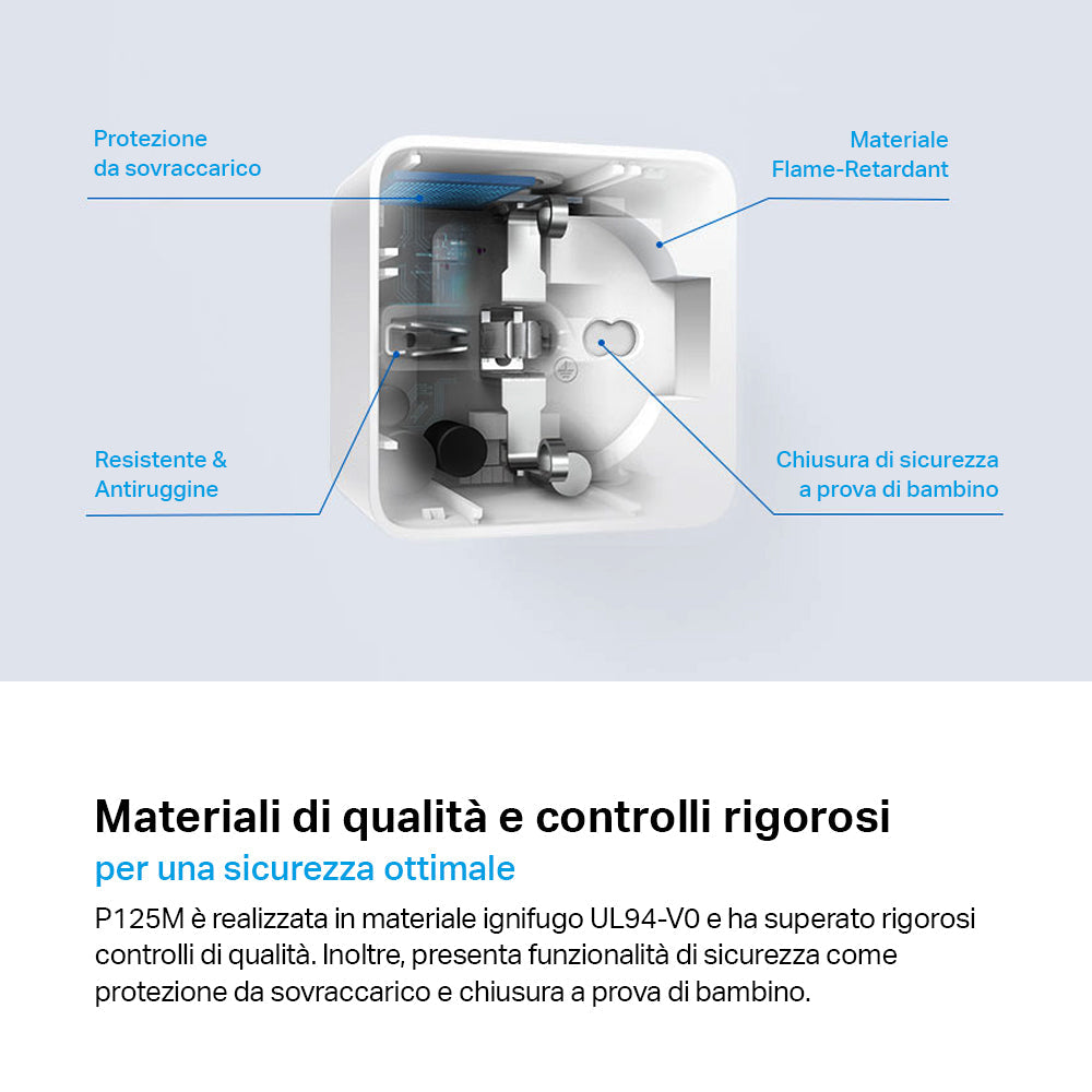 Tapo P125M Presa Smart Wi-Fi Italiana Tipo C-F-L 10A, Monitoraggio Consumi, Controllo Vocale con Alexa, Certificata Matter