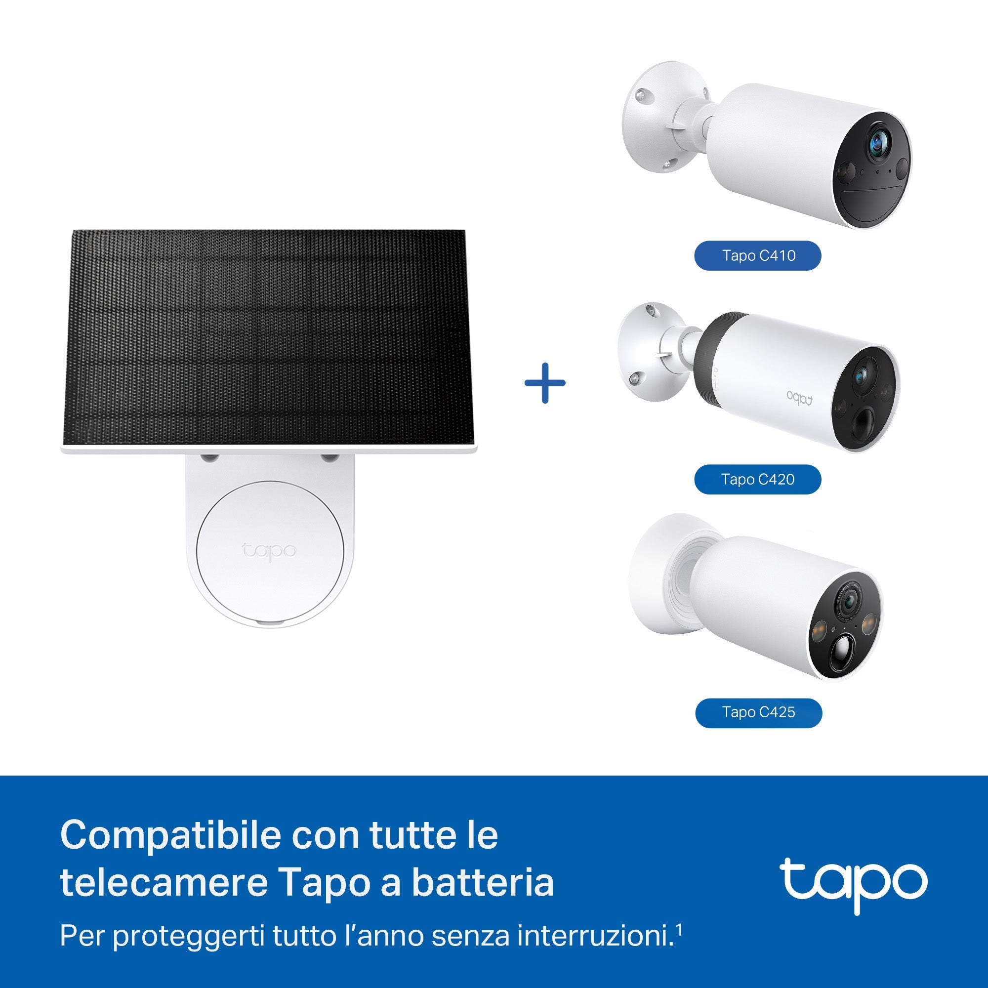 Tapo A201 Pannello Solare per Telecamere Smart a Batteria 2.5W, Supporta tutte le Tapo Telecamera Batteria e Videocampanelli