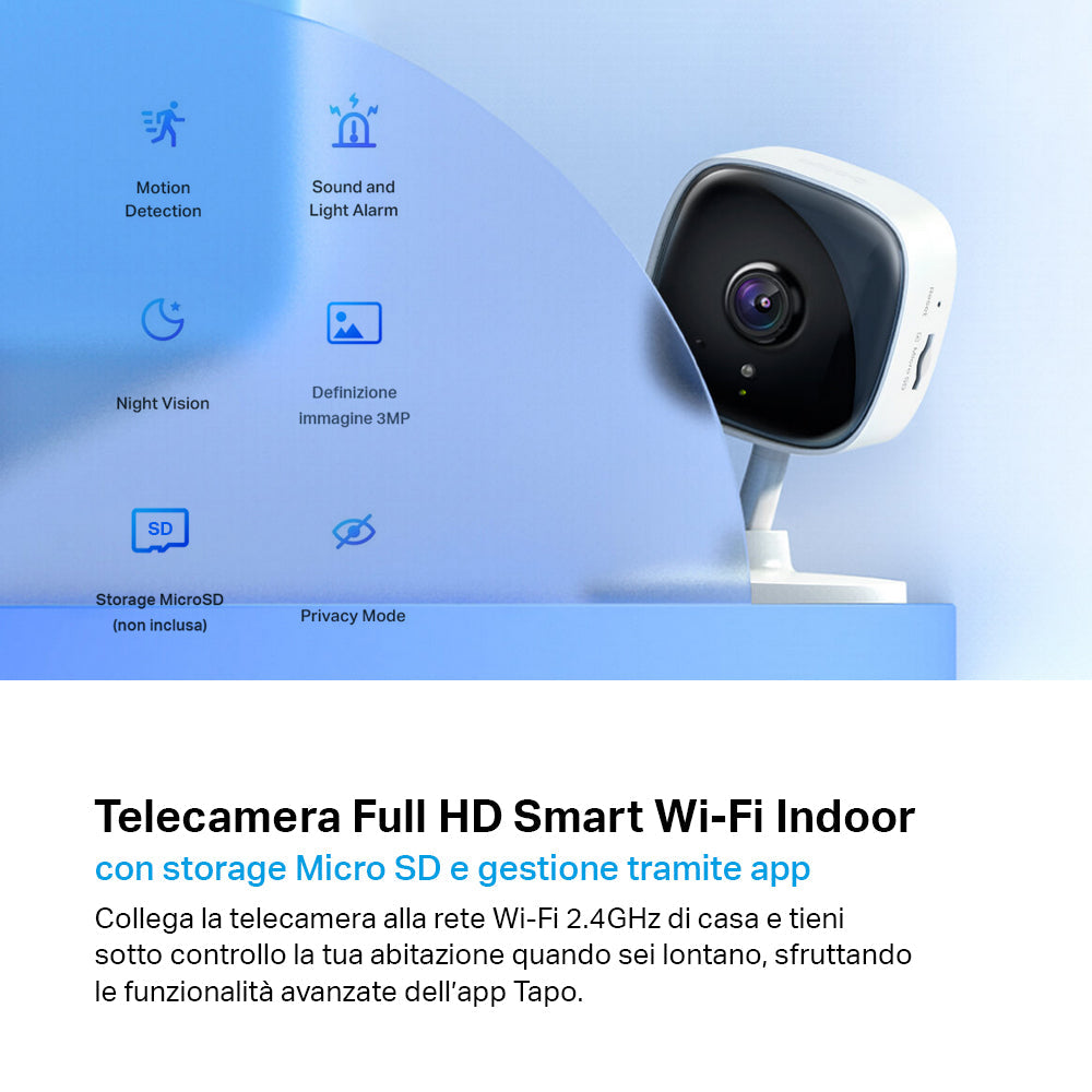 Tapo C110 Telecamera Wi-Fi Interno 2K 3MP TP-Link Showroom viveresmart.store & augmentedrealityoffers.com - P. IVA 02867250694 - DI PENTA ALESSIO - VIALE NETTUNO 167, 66023, FRANCAVILLA AL MARE (CH) - REA CH-438573